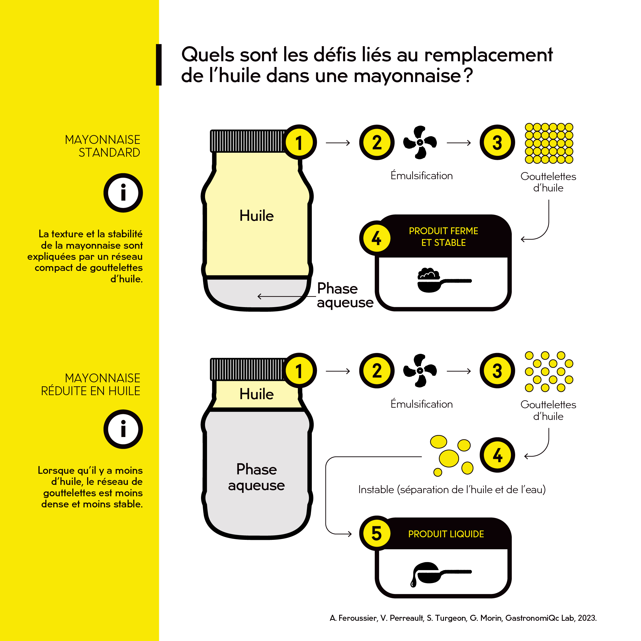Vignette de l'infographie expliquant la fabrication de mayonnaises standard et réduites en matières grasses